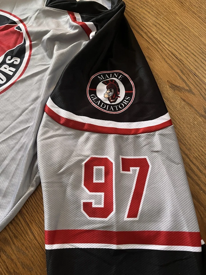 Camiseta deportiva de hockey Maine Gladiators #97 Cavers OT deportiva para hombre grande Foto 4 de 4