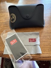 Ray-Ban Black Leather Sunglasses Case Holder With Cleaning Cloth Instructions