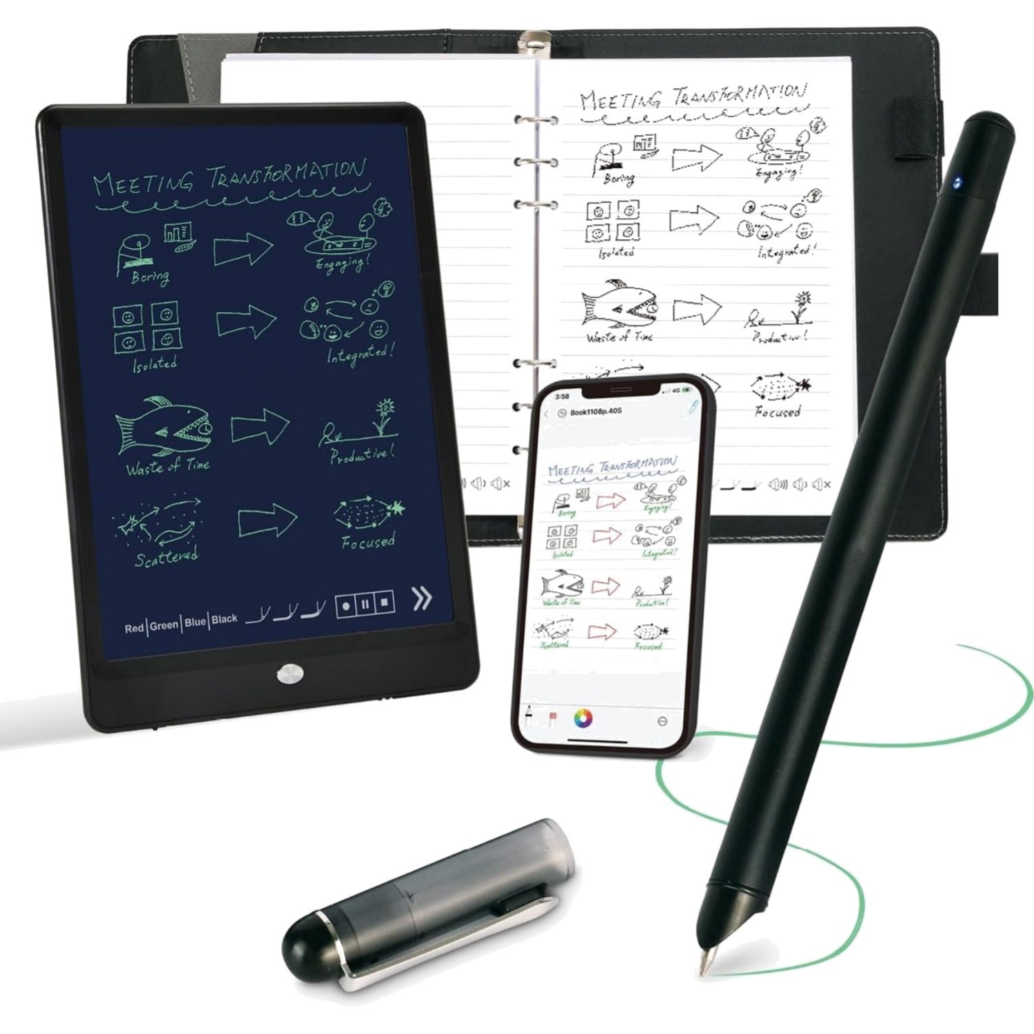 Smart Digital Pen Notebook Set for Note Taking OCR Audio Sync iOS Android