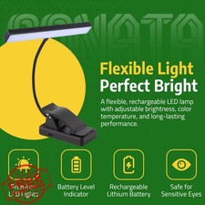 18 LED Music Stand Light, Clip-On Piano Lamp, USB-C Rechargeable Black