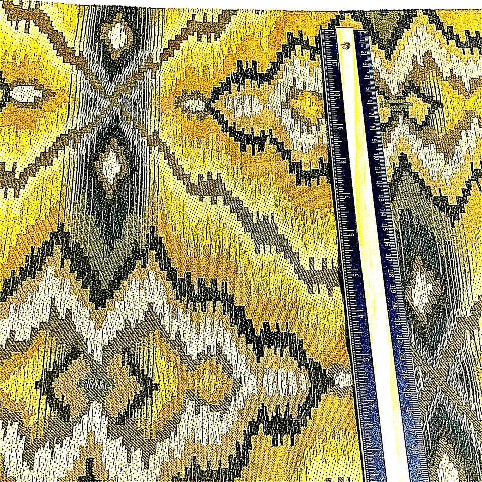 Aztec Geometric Designer Reversible Upholstery Fabric 17" SQ. Brown Yellow  USA - Image 2 of 4