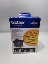 Genuine Brother LC61BK Black Ink Cartridge 2 Pack Dated 2025