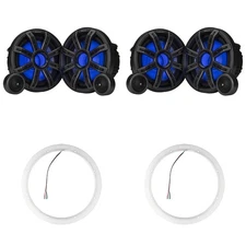Kicker ( 2 Pair ) 51MSS84 8" Component LED Premium Marine Speakers & 47KLSR8 ...