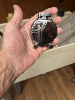 Ronson USA 1934 Art Deco Black Lacquered Rondette Desk Lighter In Stainless Stee