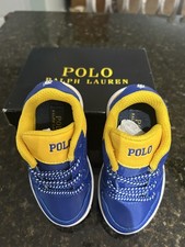 Little boys Ralph Lauren Polo sneakers sz 6 new in box Royal/Yellow Jessup Flag