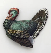 John Derian Turkey Pillow Plush Beaded Sequins Thanksgiving - Target - NEW