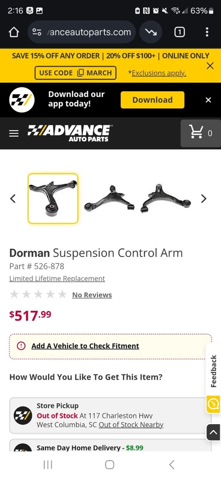 Brazo de control Acura RSX Base 2006 Foto 2 de 4