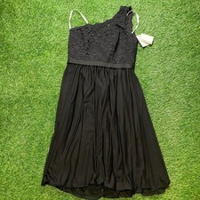 David's Bridal black lace gothic style one shoulder dress NWT size 4