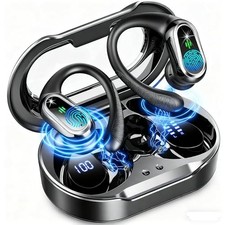 Wireless Earbuds, 2025 Bluetooth 5.4 Headphones Sport, 50Hrs HiFi Victory Black