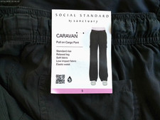 SANCTUARY CARAVAN PULL ON CARGO PANT S WASHED BLACK DRAWSTRING RELAXED LEG 109