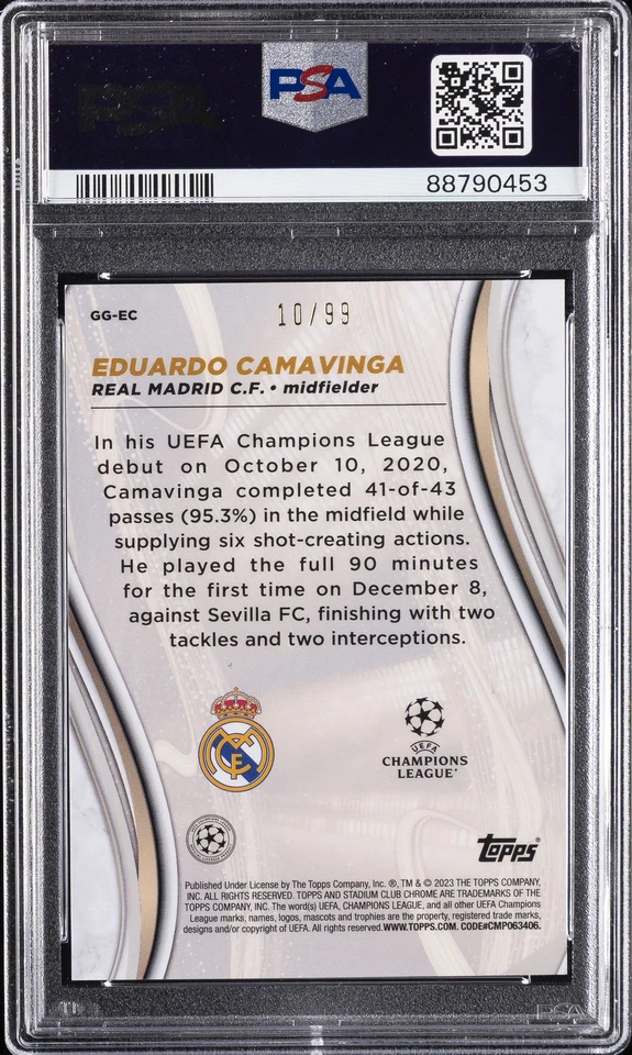 2022-23 GREEN REFRACTOR #GGEC EDUARDO CAMAVINGA 10/99 PSA 10 - Image 2 of 2