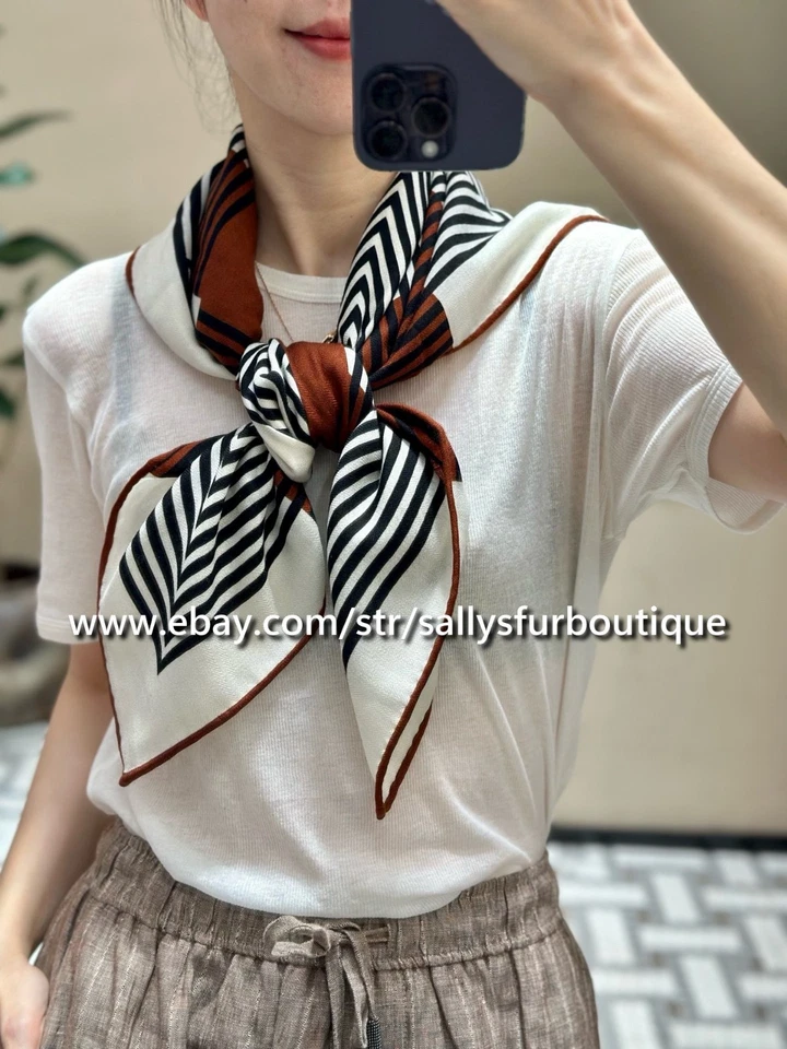 Sallys 70% Cashmere & 30% Silk Wrap Scarf Double Face Stripes Print Shawl 35" - Image 4 of 4