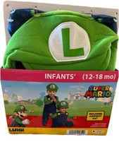 Baby Super Mario Bros. Luigi Jumpsuit Costume Hat 12-18 Months Disguise