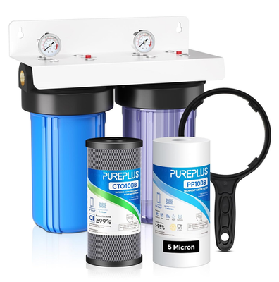 #ad 2 Stage Whole House Water Filter System with NSF Certified Filters amp; Pressure Ga $195.99