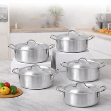 Arsh Aluminum large Cookware Set | Heavy Duty Pots 10 pieces  | Professional Kit