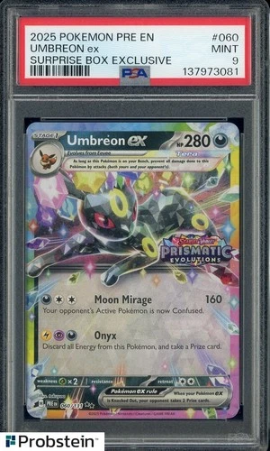 2025 Pokemon Pre En #060 Umbreon ex Suprise Box Exclusive PSA 9 MINT