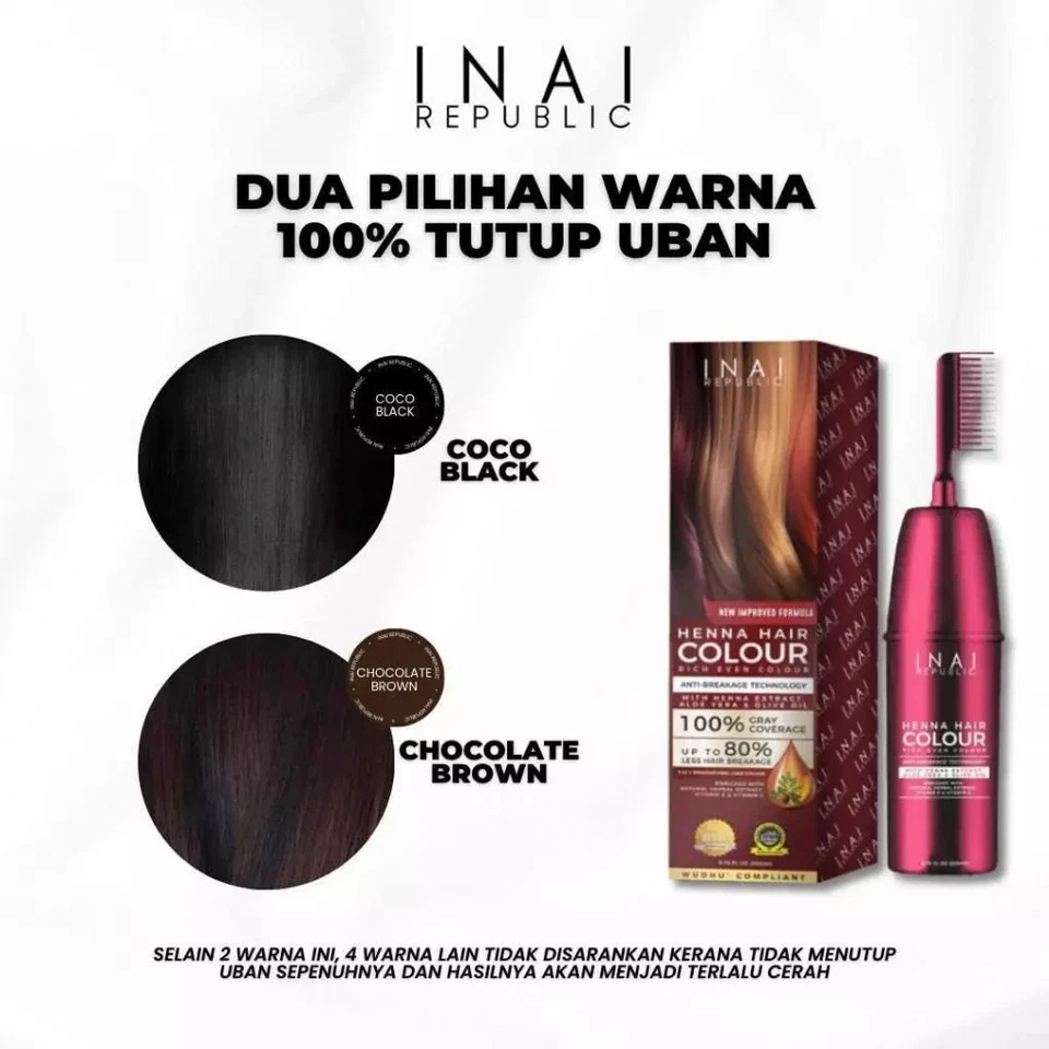 2 X SET INAI REPUBLIC HENNA HAIR COLOUR HALAL MUSLIM 200 ml  made in Malaysia - Image 4 of 4