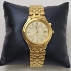 Vintage Seiko Kinetic Watch Model 5M42-0A19 Gold-Tone Stainless Steel Finish