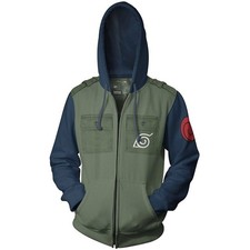 Felpa con cappuccio e zip Naruto Shippuden Kakashi cosplay militare adulto pile