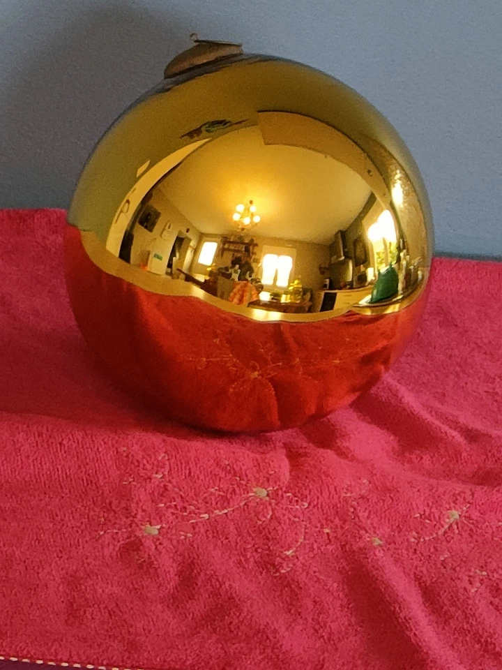 ancienne grosse boule de noel en verre eglomisé diametre  16 cms En Parfait État - Photo 4/4