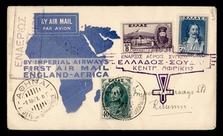 DR WHO 1931 GREECE FIRST FLIGHT TO KISUMU KENYA IMPERIAL R63603