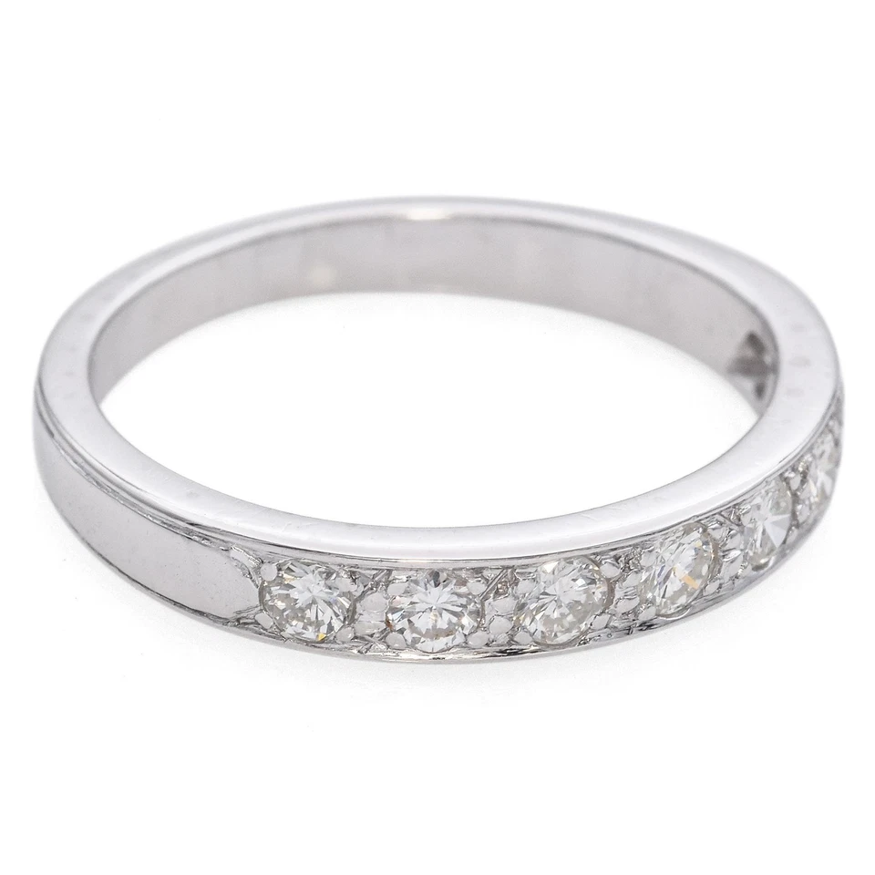 Vintage Platinum 0.27tcw Diamond Semi Eternity Wedding Band Ring - Image 4 of 4