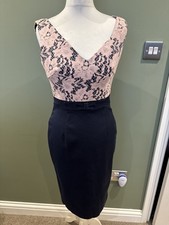 Phase Eight fitted occasion dress lace overlay pink blue dress size 8 pretty 