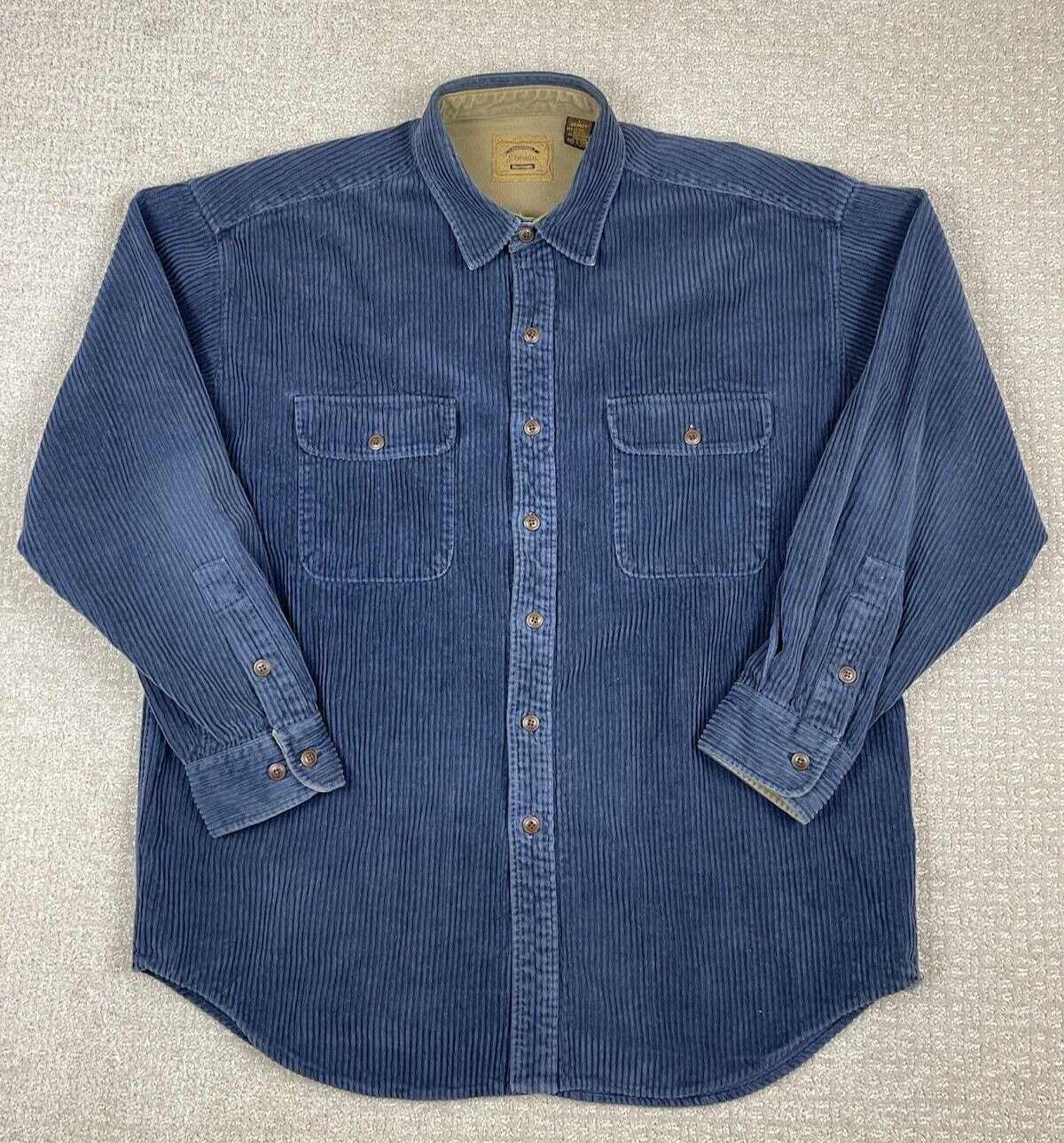 Vintage St John’s Bay Shirt Men’s Size L Blue Corduroy Shacket Oversized Grunge