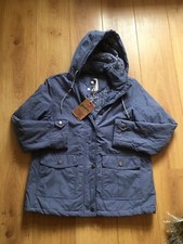 Mantaray Woman’s Uk Size 16 Blue Mty Hooded Quilted Lined Jacket With Logo New