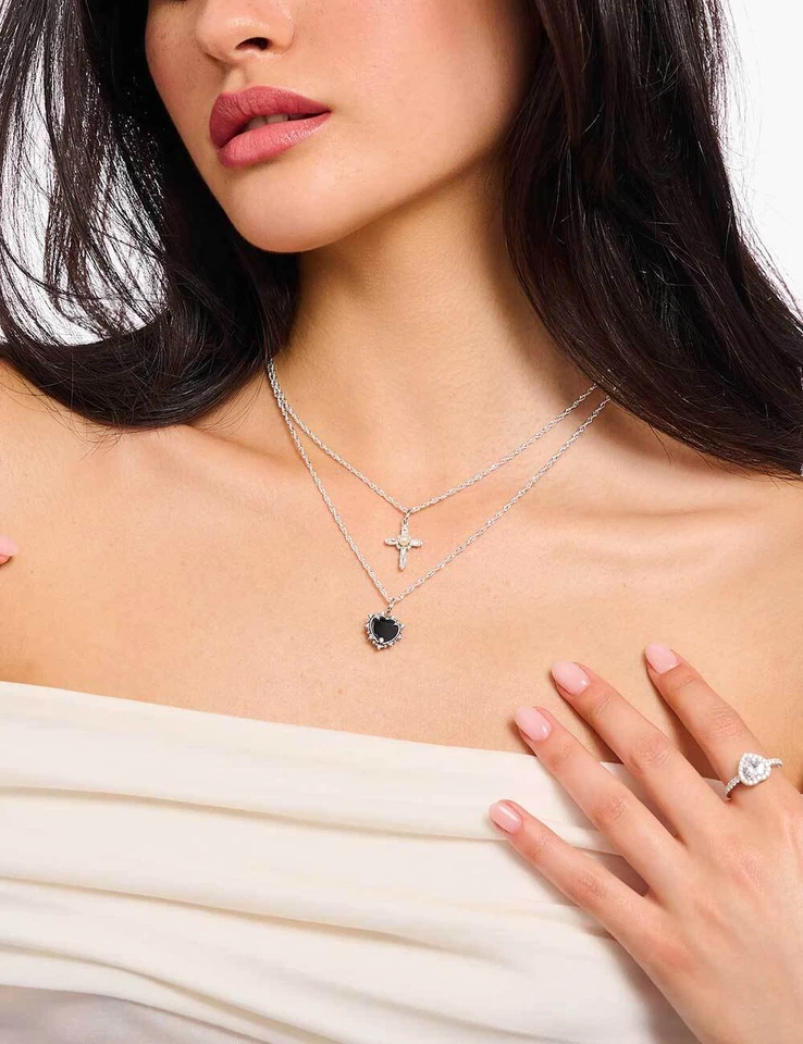 Thomas Sabo KE2297-643-11 Catena in argento con ciondolo a cuore nero Cuore R... - Immagine 2 di 3