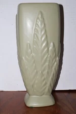 Haeger  Art PotteryArt Deco Leaf Design Matte Green 12"