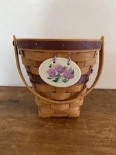 Longaberger 1994 Lilac Basket Flower Tie On May Series Farmhouse Cottagecore