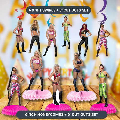 WWE WRESTLING GIRL plate cup birthday party supplies centerpiece decoration - Picture 3 of 19