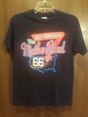 Gildan Heavy Cotton Route 66 Black T-Shirt Size Small