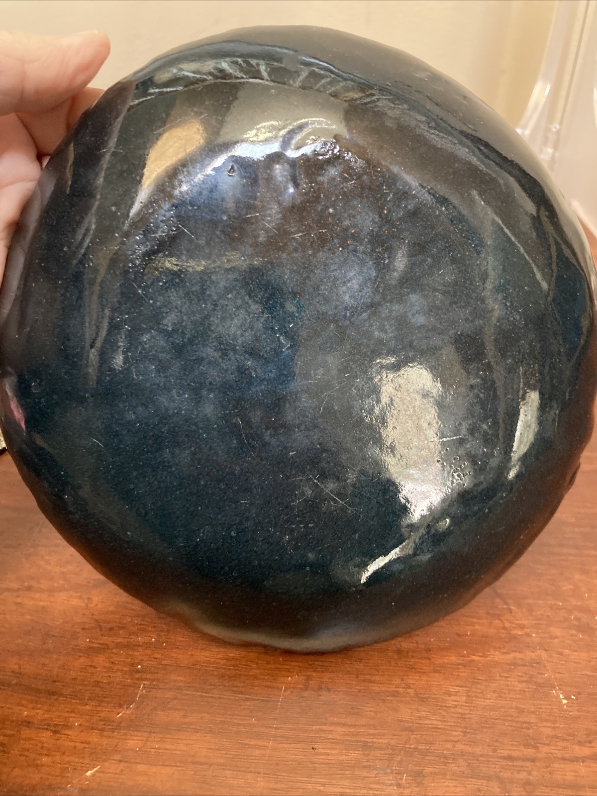 Vtg Handcrafted Enamel Copper Artisan Op Art Vessel Plate Dish Bowl Mcm