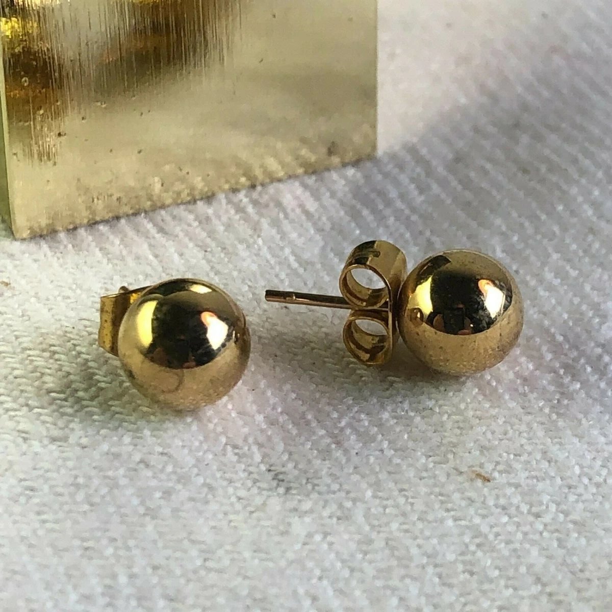 1 4 inch Gold Ball Stud Earrings eBay