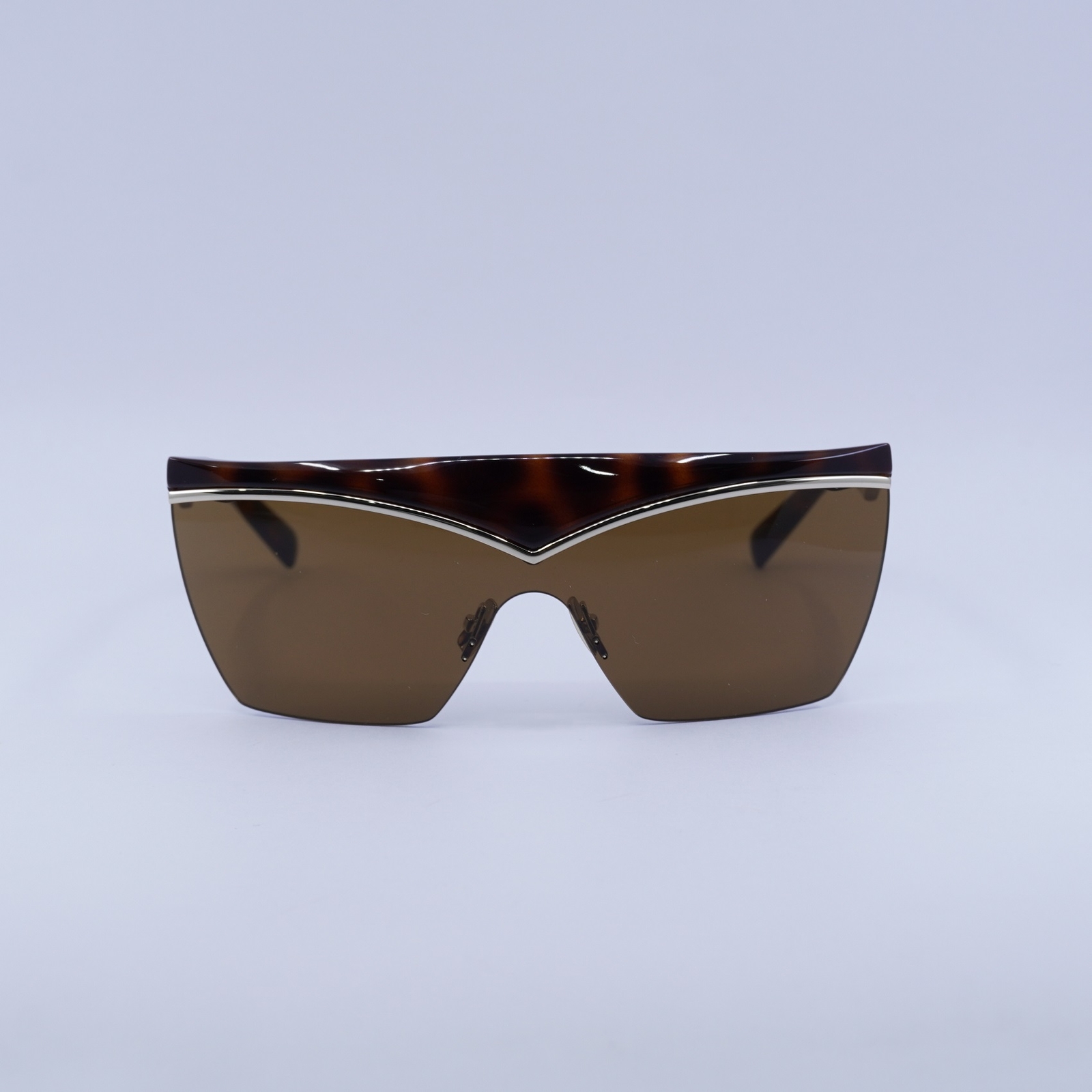 Occhiali da sole Saint Laurent SL614 MASK 002 avana oro marrone 99 1 130 nuovi