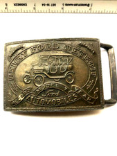 Vintage Henry Ford Detroit Model T Automobiles Brass Belt Buckle