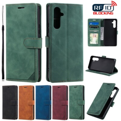 For Samsung A54 A34 A14 A23 A53 A73 A32 A52 RFID Leather Wallet Case Flip Cover
