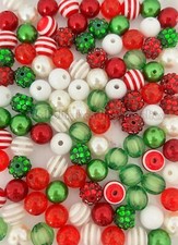 100 Pcs 12mm Christmas Mixed Acrylic Beads, Bubblegum Beads, Loose Beads 1237