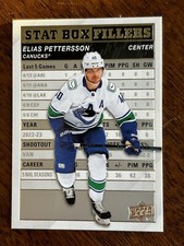 2023-24 UD Series 1 Hockey Elias Pettersson Stat Box Fillers Insert Canucks SB-6