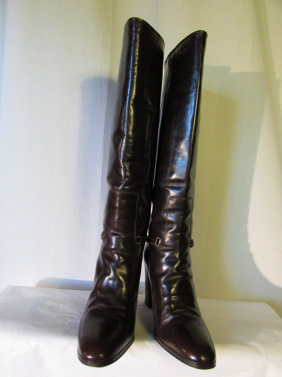 Bottes Cavalières Vintage CASSANDRE En Cuir Chocolat - Pointure 36.5, Bon état