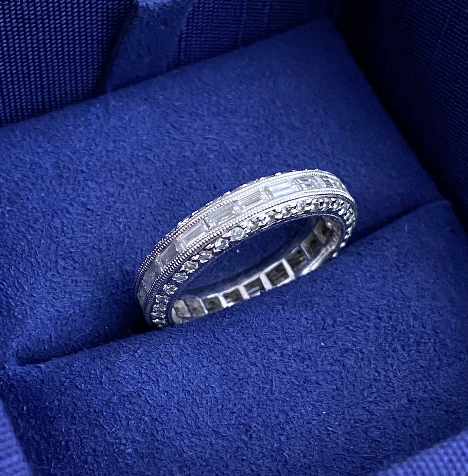 Diamond Eternity Band with Baguettes and Rounds 1.79 ct TW Sz6 in 18k WG-HM836SS