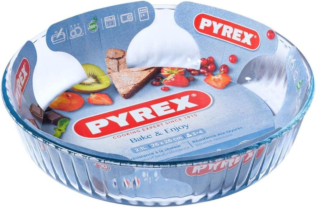 Pyrex Bake&Enjoy Tortiera 4/4 in vetro borosilicato Ø26cm Trasparente