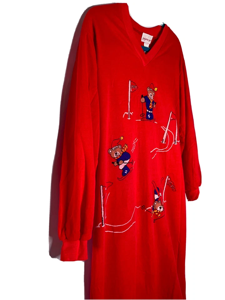 Pijama HECHO EN UNIÓN Fiesta Polar Santa Oso Esquí Vestido de Noche Bata Talla 11 1964 Foto 2 de 4