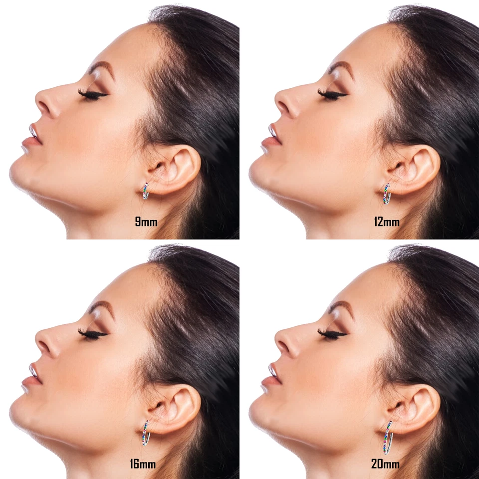 Coppia di Orecchini  a Cerchio Multicolor argento 925 rodiato - Hoops Collection - Immagine 3 di 4