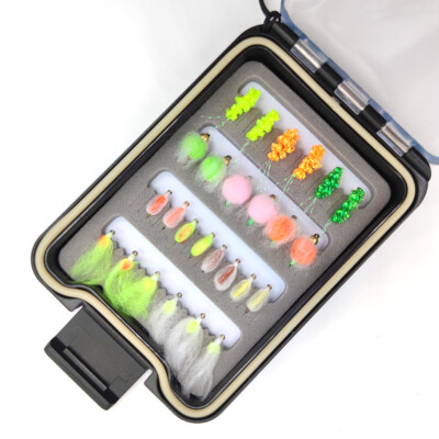 26/48pcs Fly Fishing Egg Flies for Trout Carp Salmon Roe Spawn Barbed Hooks