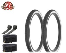 20" X 1-3/4 WHITEWALL BICYCLE TIRES VINTAGE SCHWINN STINGRAY FIT S7 RIM 6PC SET.
