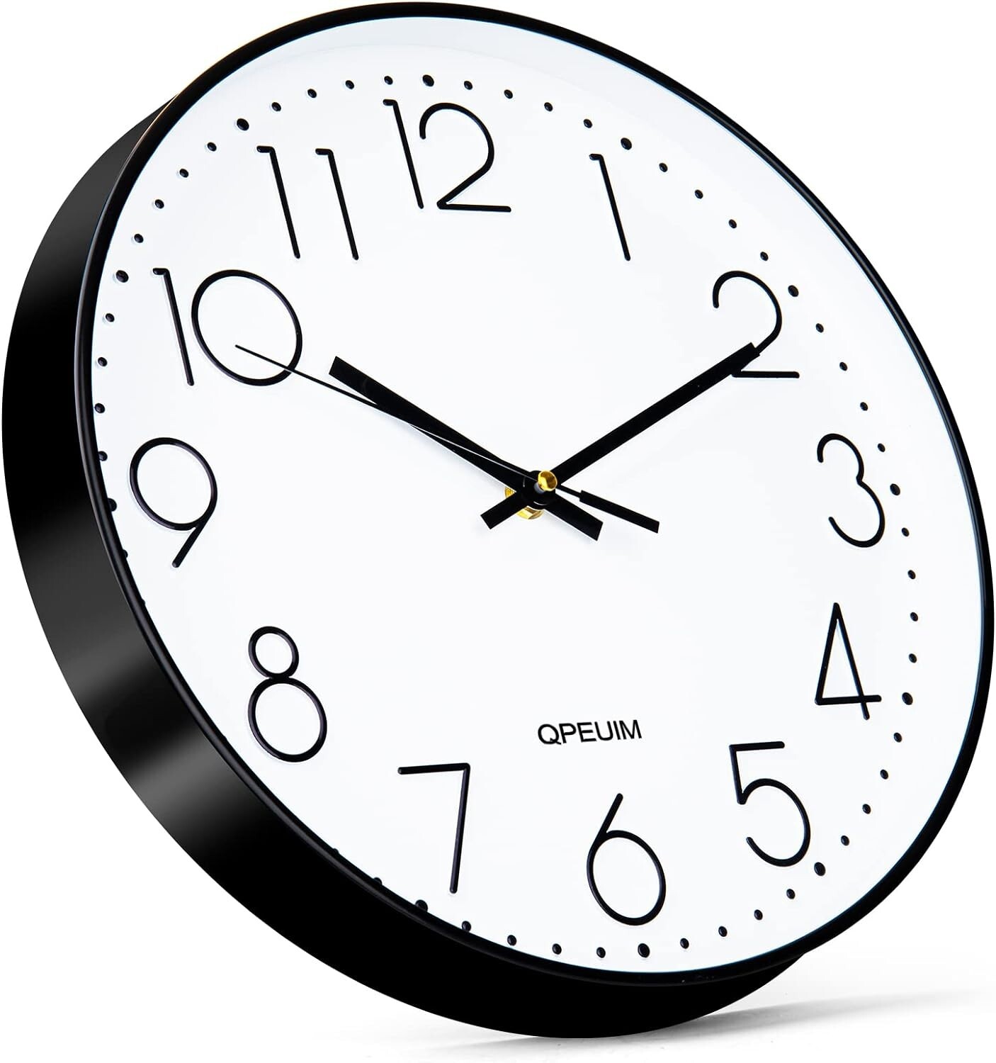 Wall Clock 12 Inch Wall Clocks Non-Ticking Battery Operated with Stereoscopic-image