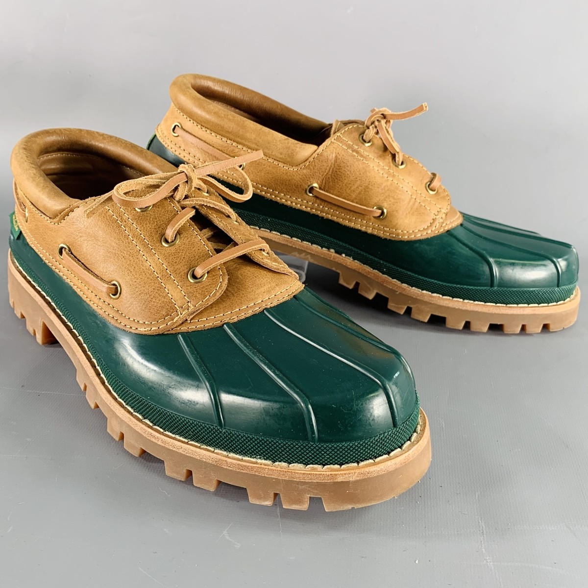 AIME LEON DORE Size 12 Papia Moc Green Brown Rubber Lace-Up